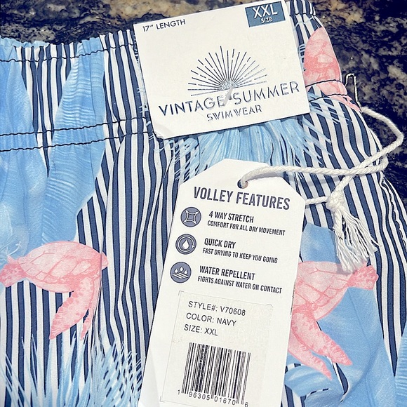 Vintage Summer Swim Shorts Tropical Turtle Print - Picture 12 of 12